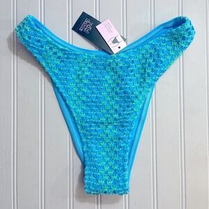 Wild Fable Two Tone Crochet Mid Rise Ultra High Leg Cheeky Bikini Bottom Small